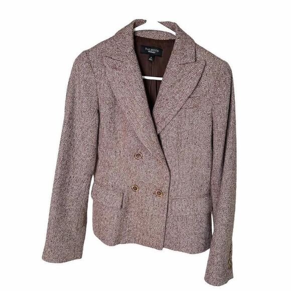Talbots Maroon Herringbone Wool Blend Blazer - Size 4 - Picture 1 of 8